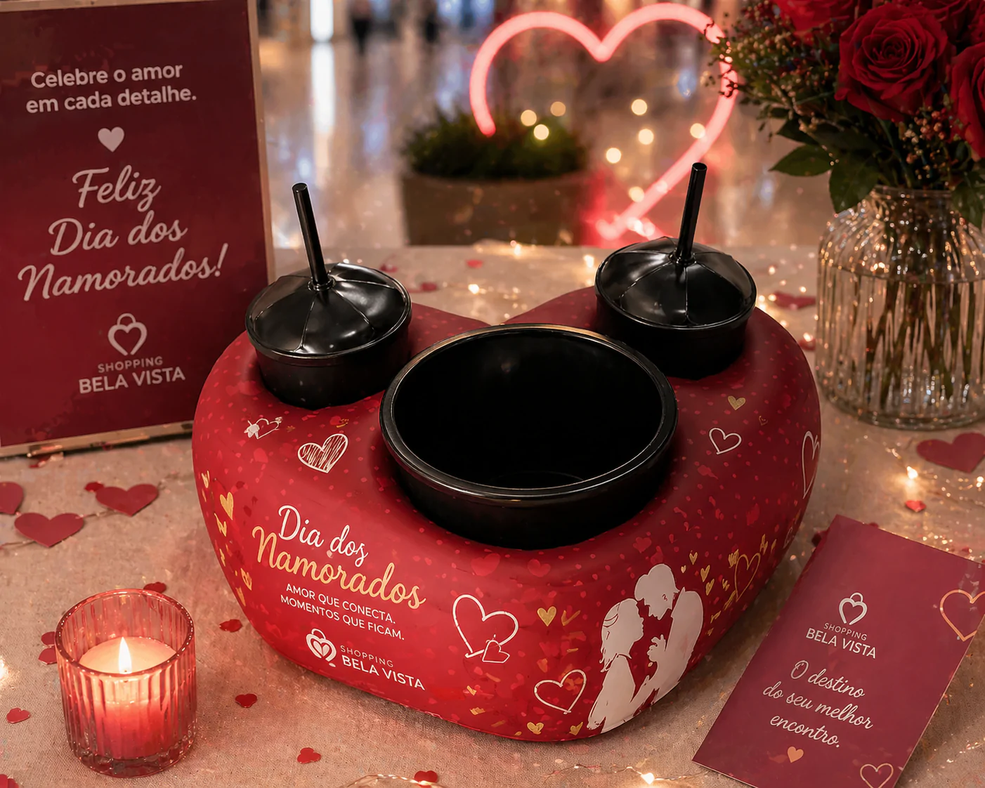 Almofada de Pipoca Coração Personalizada com Copos e Balde em Isoflex Brindes para Empresas e Eventos - Imagem 2