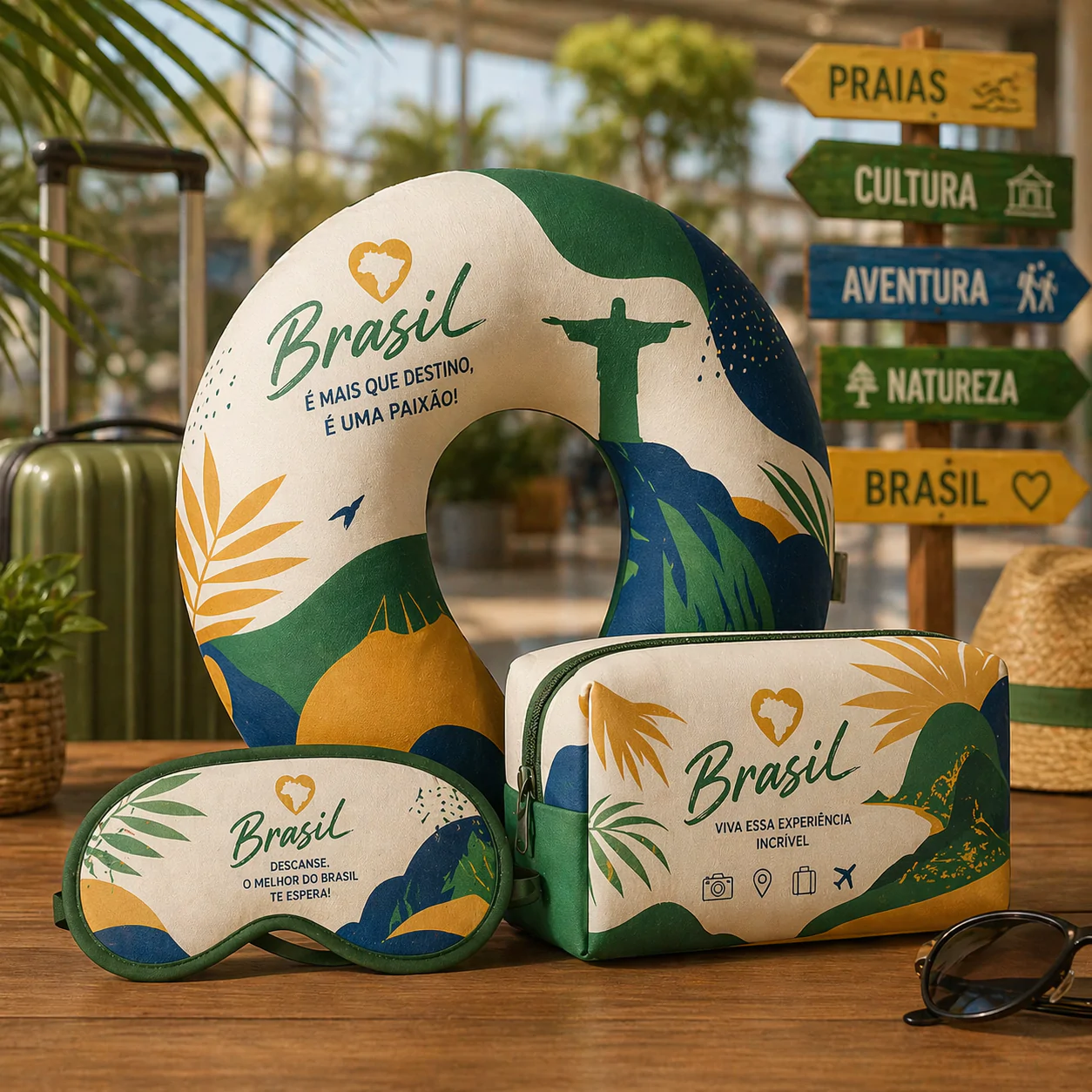 Kit Viagem Personalizado com Almofada de Pescoço + Máscara de Dormir + Necessaire para Brindes Personalizados para Empresas - Imagem 3